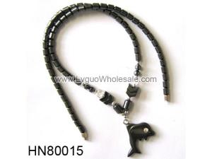Hematite Stone Puppy Pendant Beads Chain Choker Fashion Women Necklace